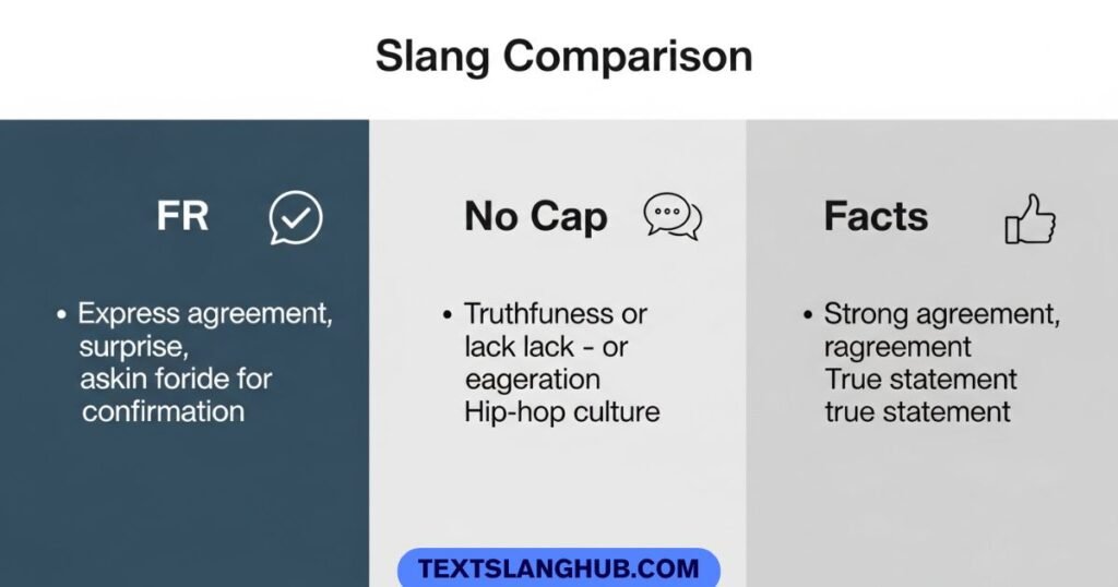 fr vs no cap vs facts slang meaning comparison chart