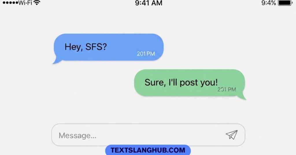 sfs meaning in text chat dm example
