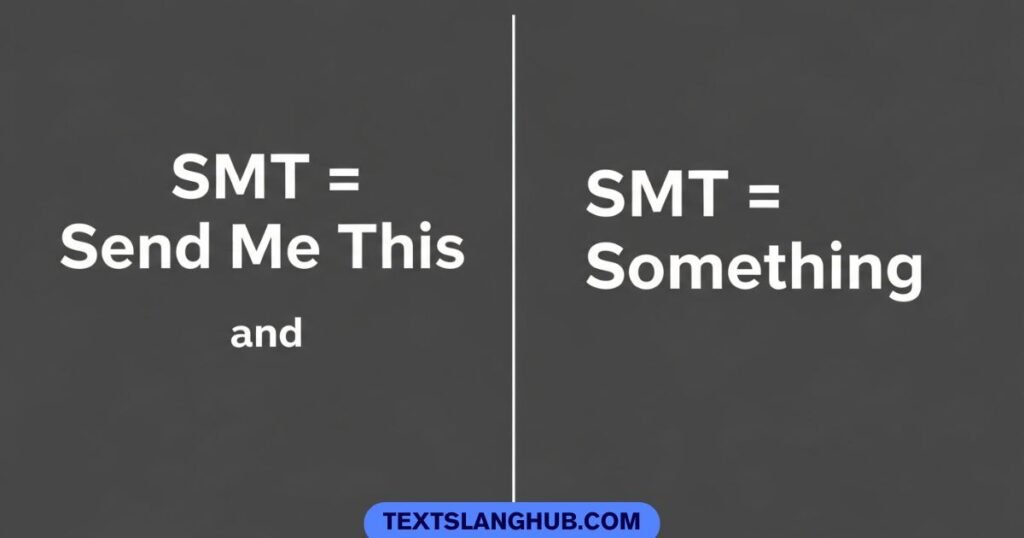 what does smt mean in texting send me this vs something