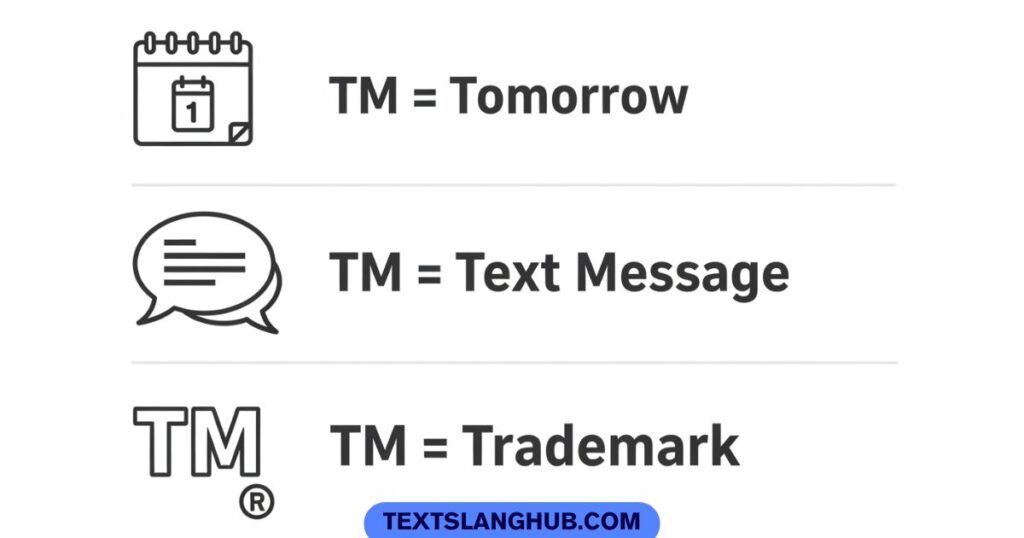tm meaning in text showing tomorrow text message and trademark meanings