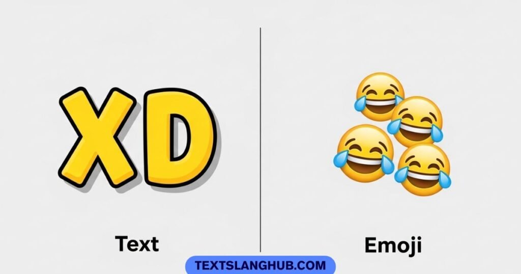 xd vs emoji meaning comparison laughing emoticon text vs emoji