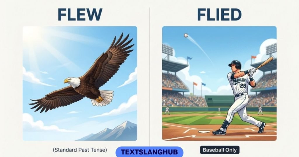 Wait — when is it "flied," not flew?